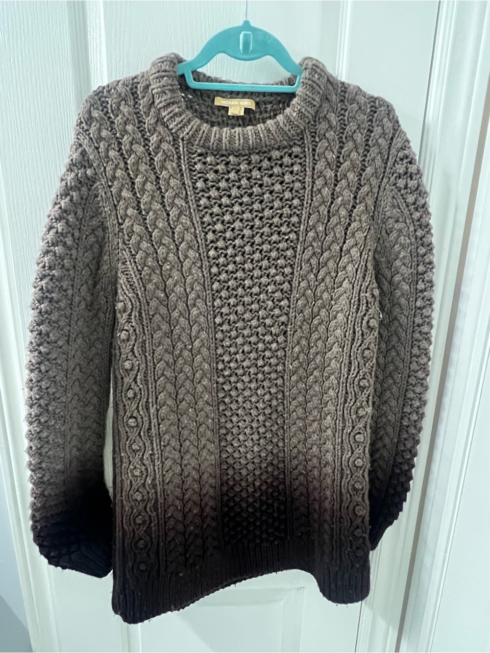 Michael Kors Women’s Brown Gradient Cable Knit Crewneck Sweater